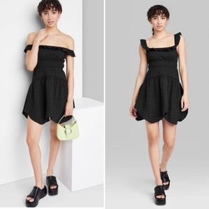 NWT Wild Fable Ruffle Tiered Asymmetrical Hem Skater Dress - Black
